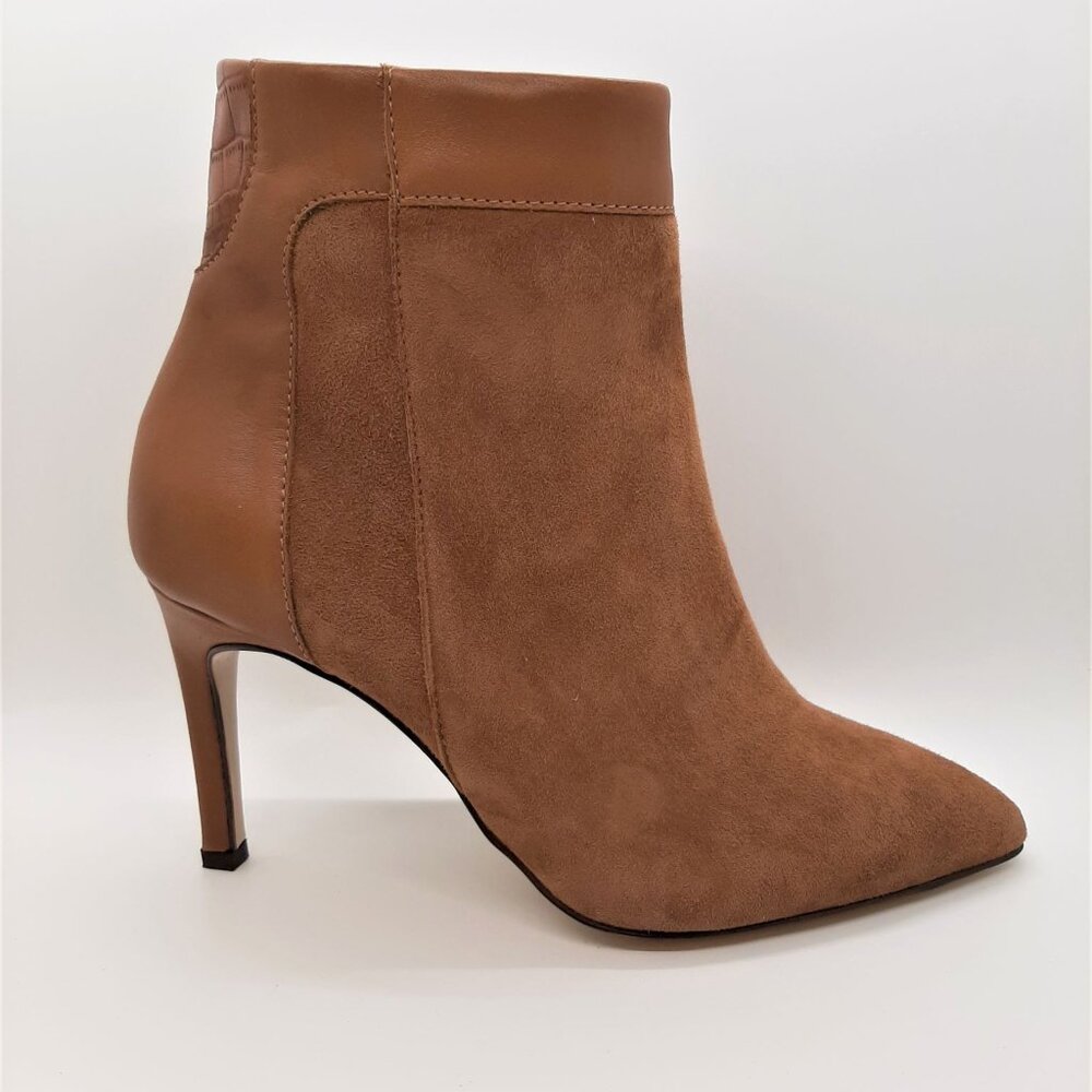 Brown Suede Leather Heeled Ankle Boots